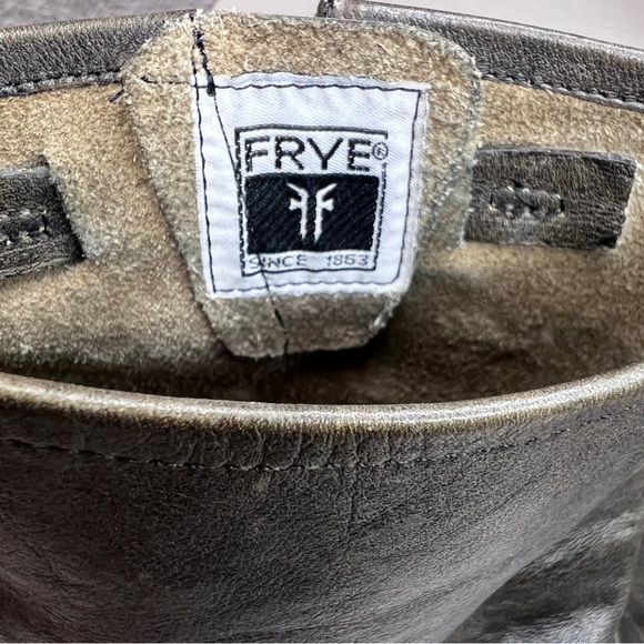 Frye Veronica Short Burnished Antique Gray Slouch Engineer Moto Boots - Picture 12 of 16